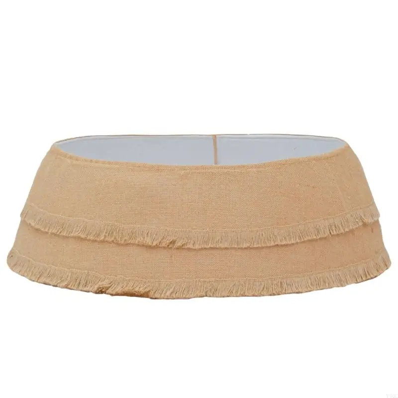 Natural Texture Burlap Christmas Tree Base Cover Conceals Stand Quick Assembly Indoor Holiday Decorations Y4QC