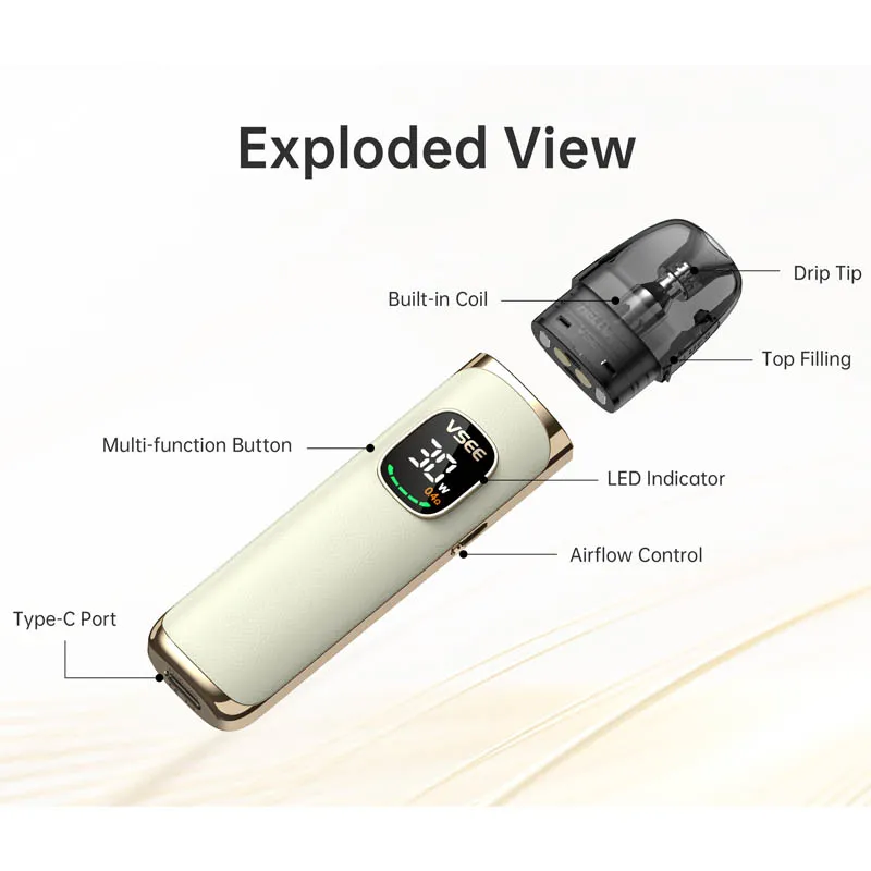 الأصلي Hellvape Vsee Now Pod Max 30 واط كيت 1200 مللي أمبير بطارية 2 مللي سعة 0.8ohm خرطوشة علوية ملء السجائر الإلكترونية