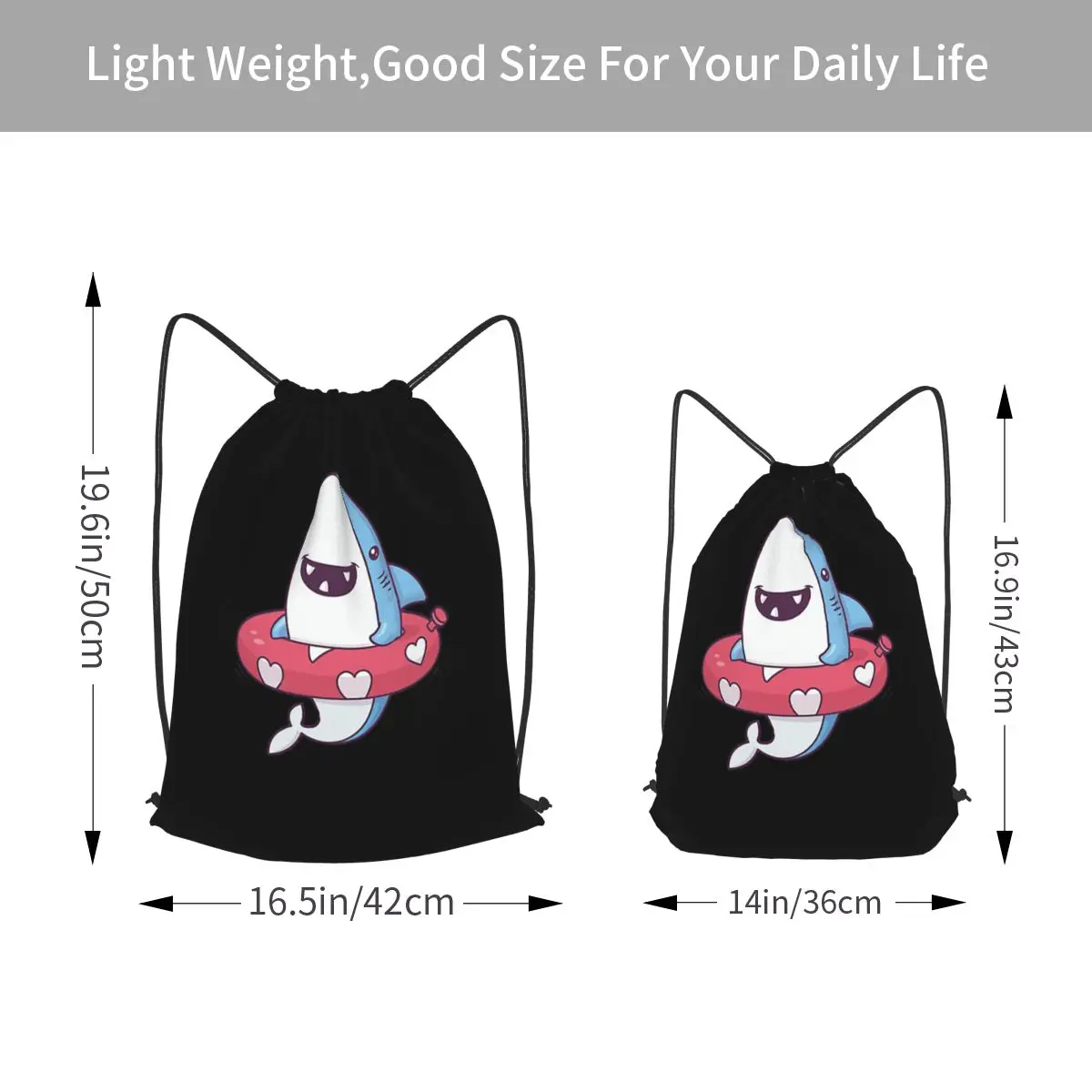 Shark Summer Fun Backpacks Multi-function Drawstring Bags Storage Bag Book Bags for Man Woman Students