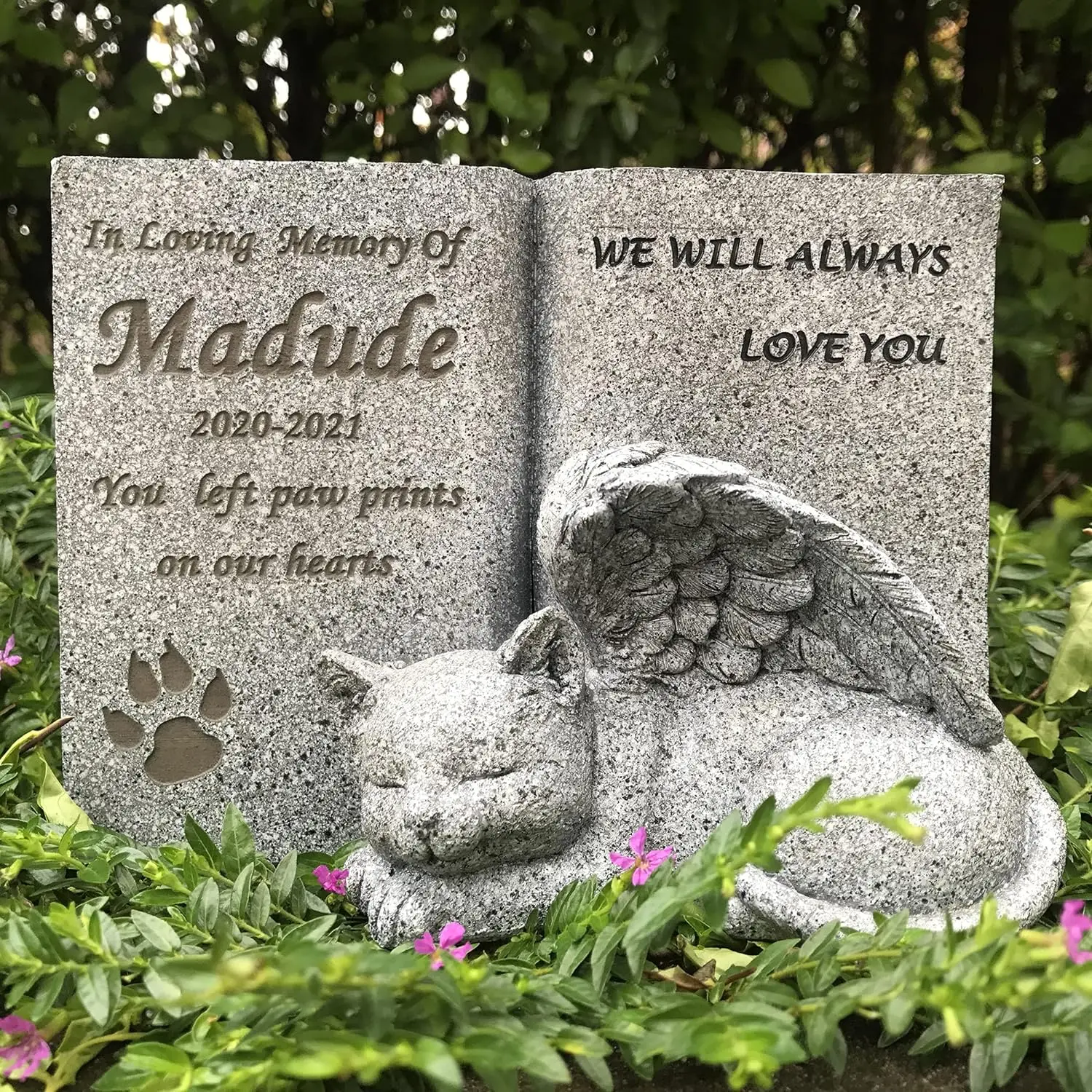 

Personalized Cat Angel Pet Memorial Grave Marker Statue, Cat Memorial Stone, Pet Loss Gift for Cat, Customizable Name and Date