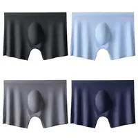 Boxershorts Boxer Ultra-thin Mens Underpants Sexy Ice Underwear Male Silk Panties Shorts Men Solid Breathable Seamless 4pcs/lot