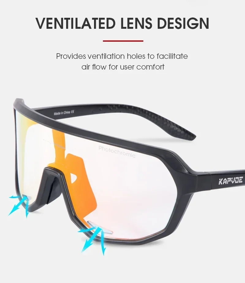 KAPVOE Photochrome Outdoor UV400 Rennrad Radfahren Brille für Männer Sport Radfahren Sonnenbrille Frauen MTB Fahren Fahrrad Brille – Detail 4