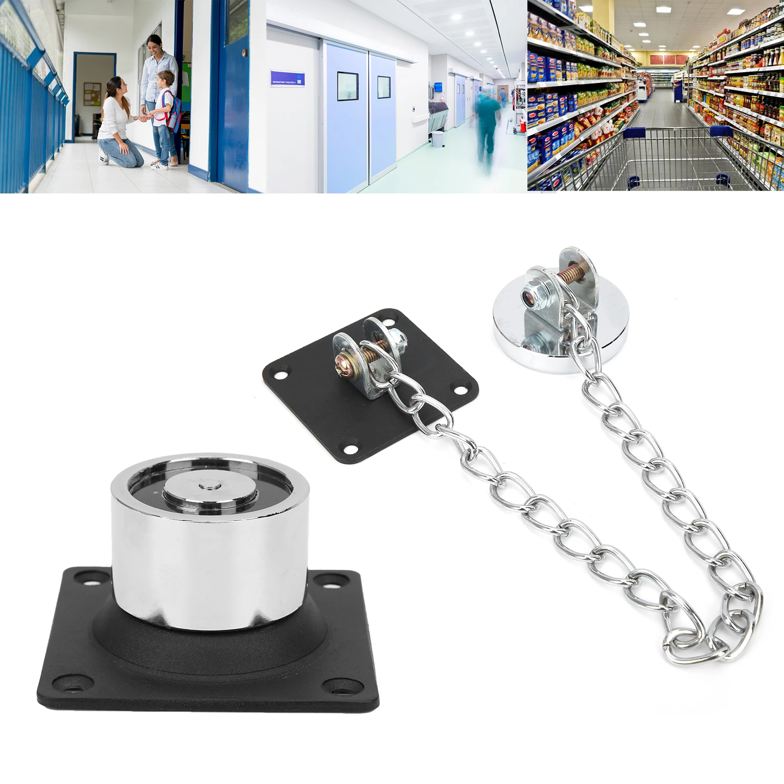 12V/24V Electromagnetic Door Holder 132.3lb Strong Suction 4‑Wires Stopper for Fire Doors Electromagnetic Door Holder