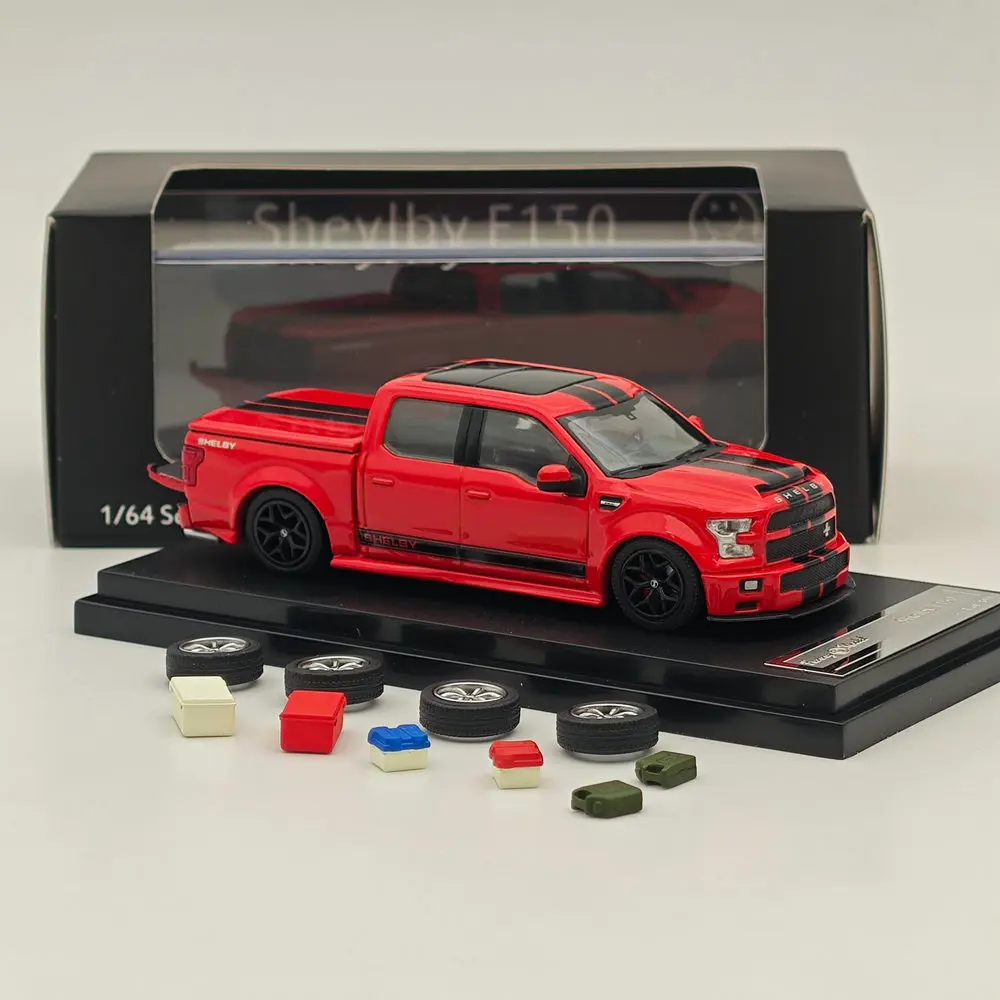 Funny Model 1/64 Scale SHELBY F-150 Shelby Super Snake Pickup Diecast Models Car Limited Collection Auto Toys Gift Red