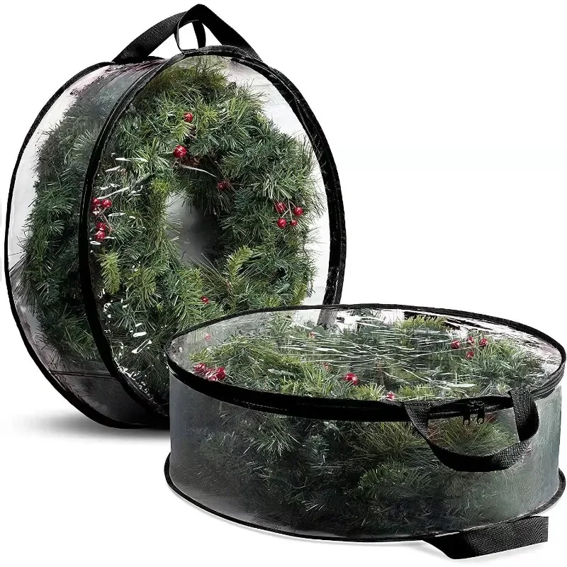 

Transparent Christmas Wreath Storage Bag PVC Christmas Ring Dustproof Storage Bag