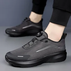 New Rotary Buckle Men Trendy Breathable Sneakers Chunky Men Running Shoes Thick Bottom Waterproof Jogging Footwear Couple Street