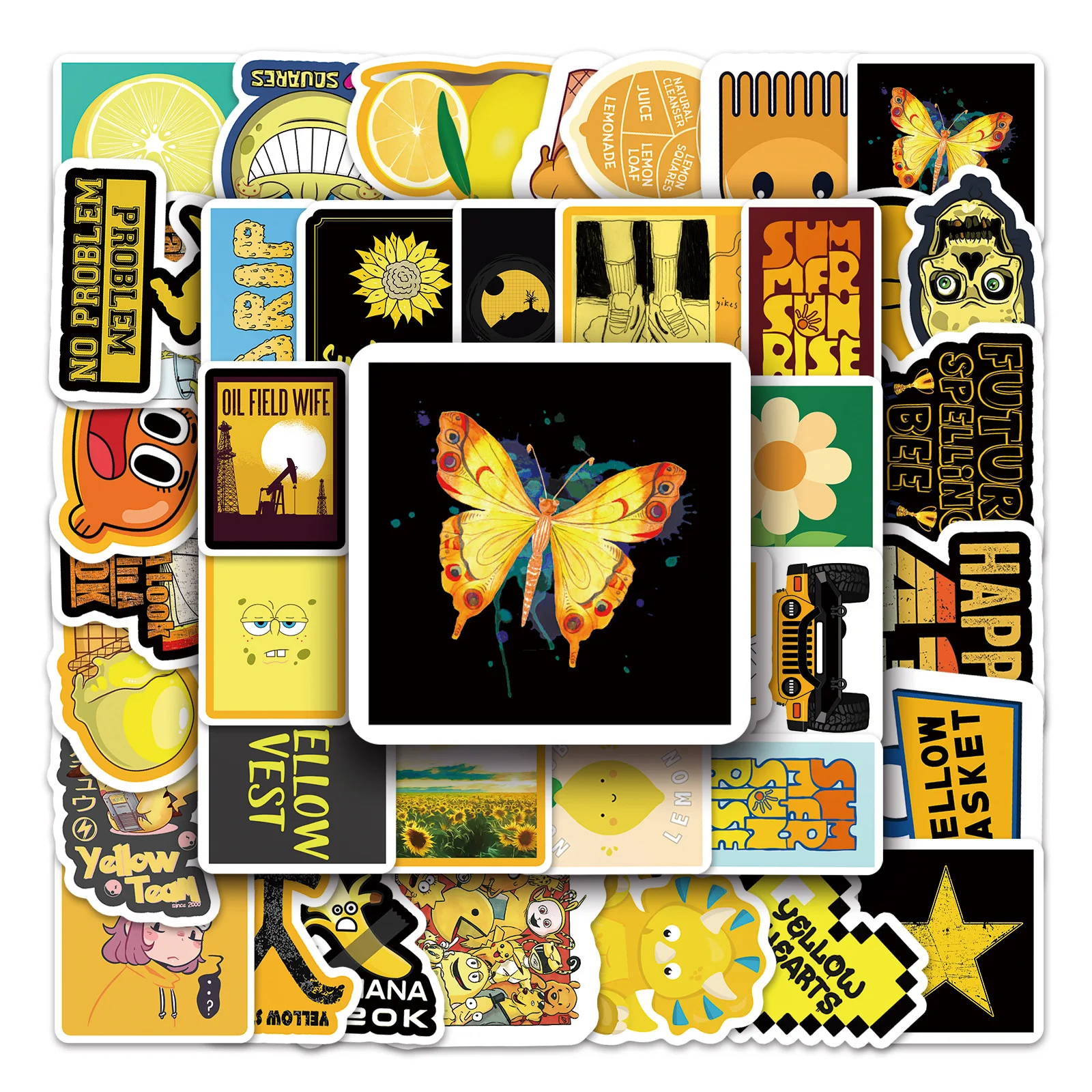 

69Pcs Cartoon Yellow Element Series Graffiti Stickers Suitable for Laptop Helmets Desktop Decoration DIY Stickers Toys Wholesale