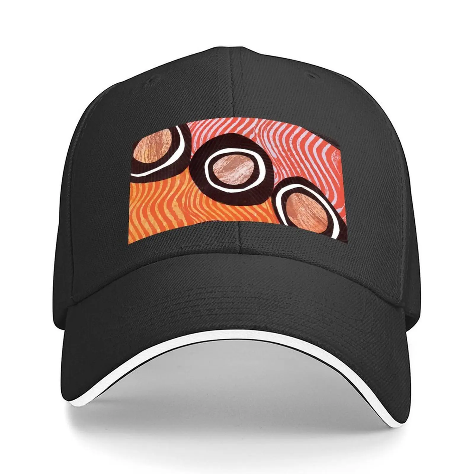 

Funky retro orange print Baseball Cap Luxury Man Hat Luxury man cap Fashion Beach Hood Women's Golf Clothing Men's