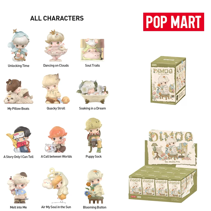 البضائع الرسمية POPMART DIMOO سلسلة اليوم المفقود أرقام صندوق أعمى اللعب عمل الشكل صندوق غامض DIMOO نموذج قابل للجمع