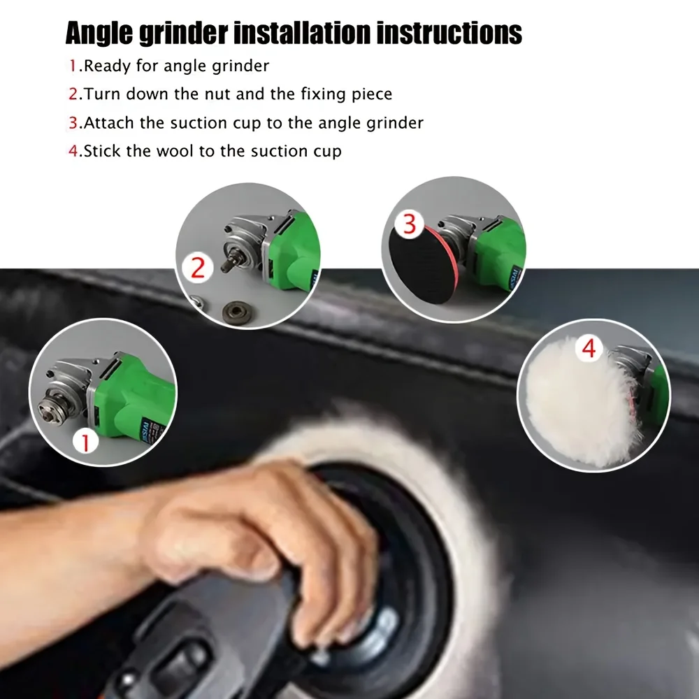 5 Peças de Almofadas de Polimento para Carro, Roda de Lã de 3 Polegadas, Almofadas para Cuidado da Pintura Automotiva, Remove Arranhões, Polimento e Limpeza