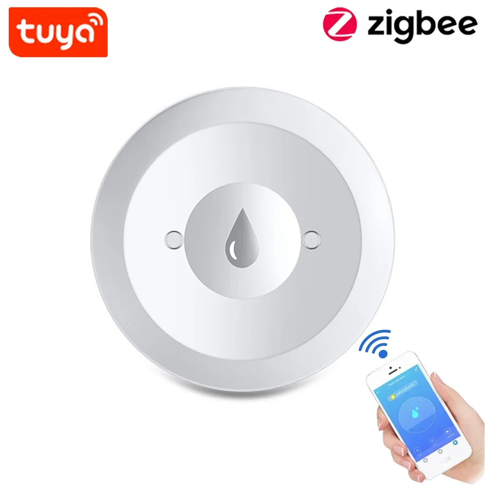 

Tuya Zigbee Water Sensor Flood Leak Detector App Remote Monitoring for Kitchen/Bathroom Support Home Assistant Zigbee2mqtt