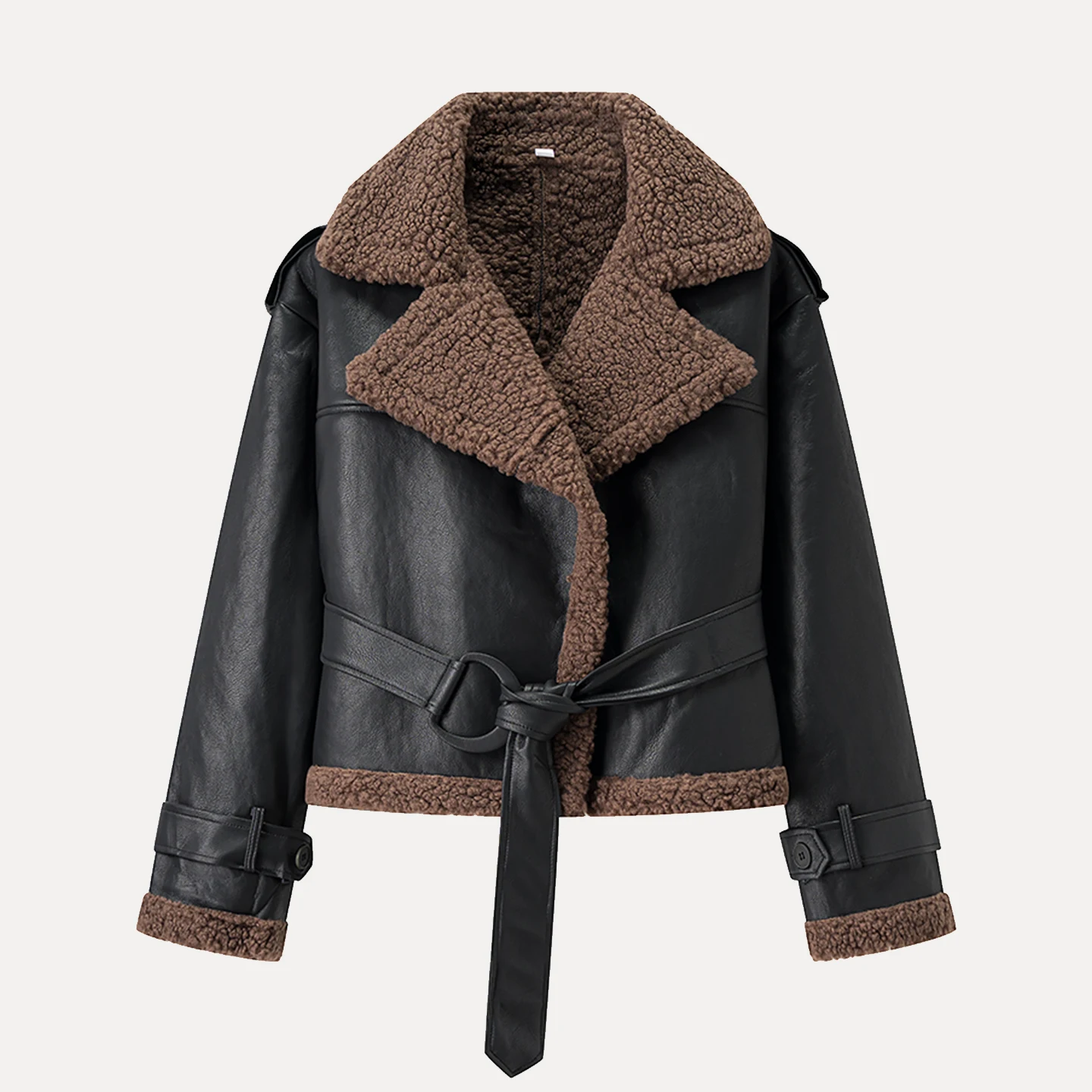 Faionable Leather And Fur Inteated Jaet Women's Sle Personali Daily Casual Autumn 2025 New Arrival Z Brand