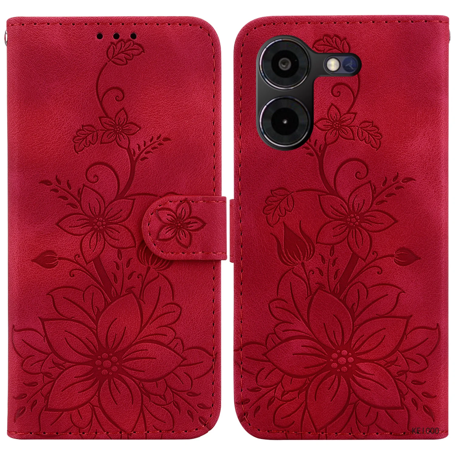 Phone Shell for Tecno Pova 5 Pova5 Pro 5Pro LH8n Lily Embossed Pattern Leather Cases for TecnoPova5Pro Card Slots Flip Cover