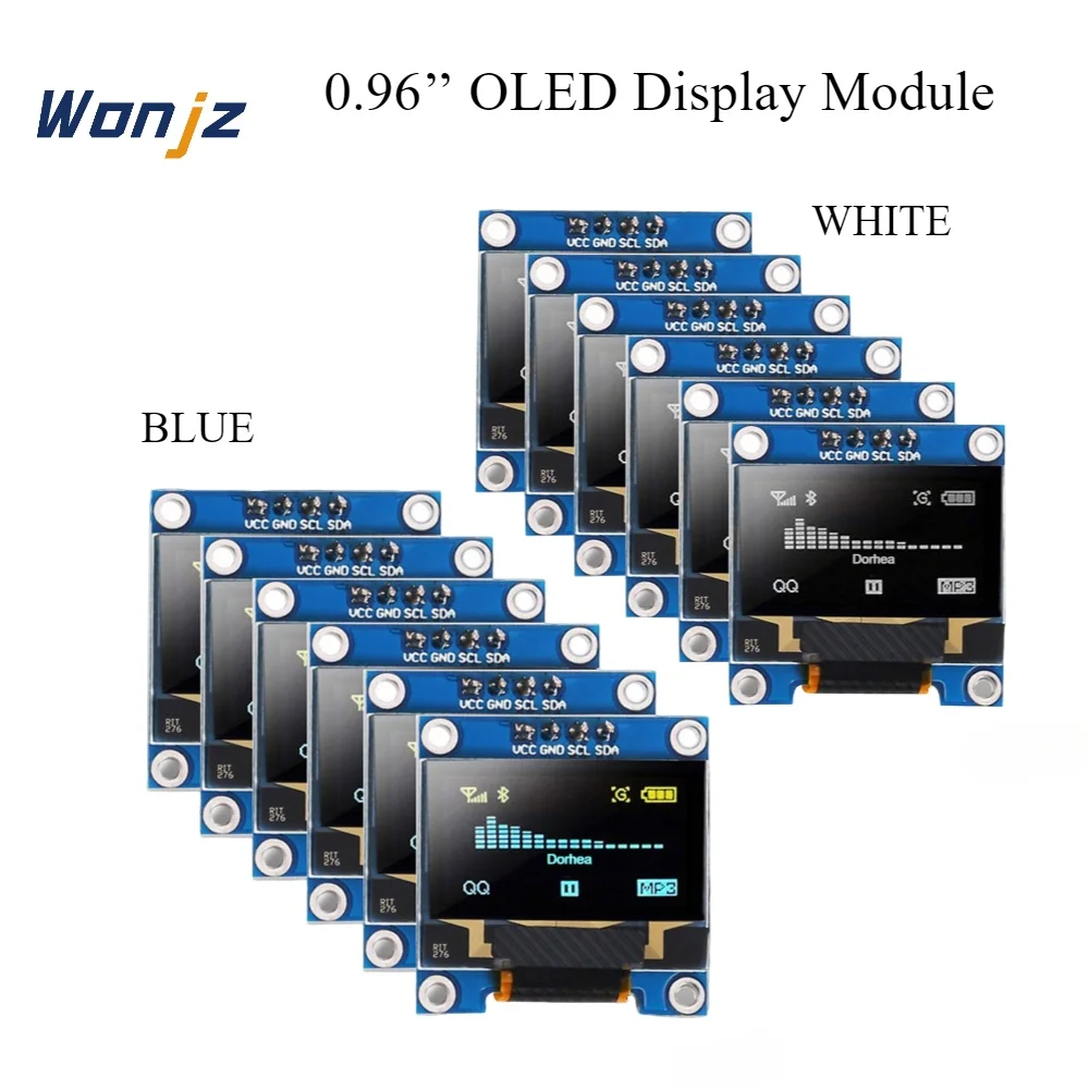 

128x64 Pixel LCD 0.96-Inch Blue/White High-Resolution Display Module with Durable Transparent Acrylic Bracket