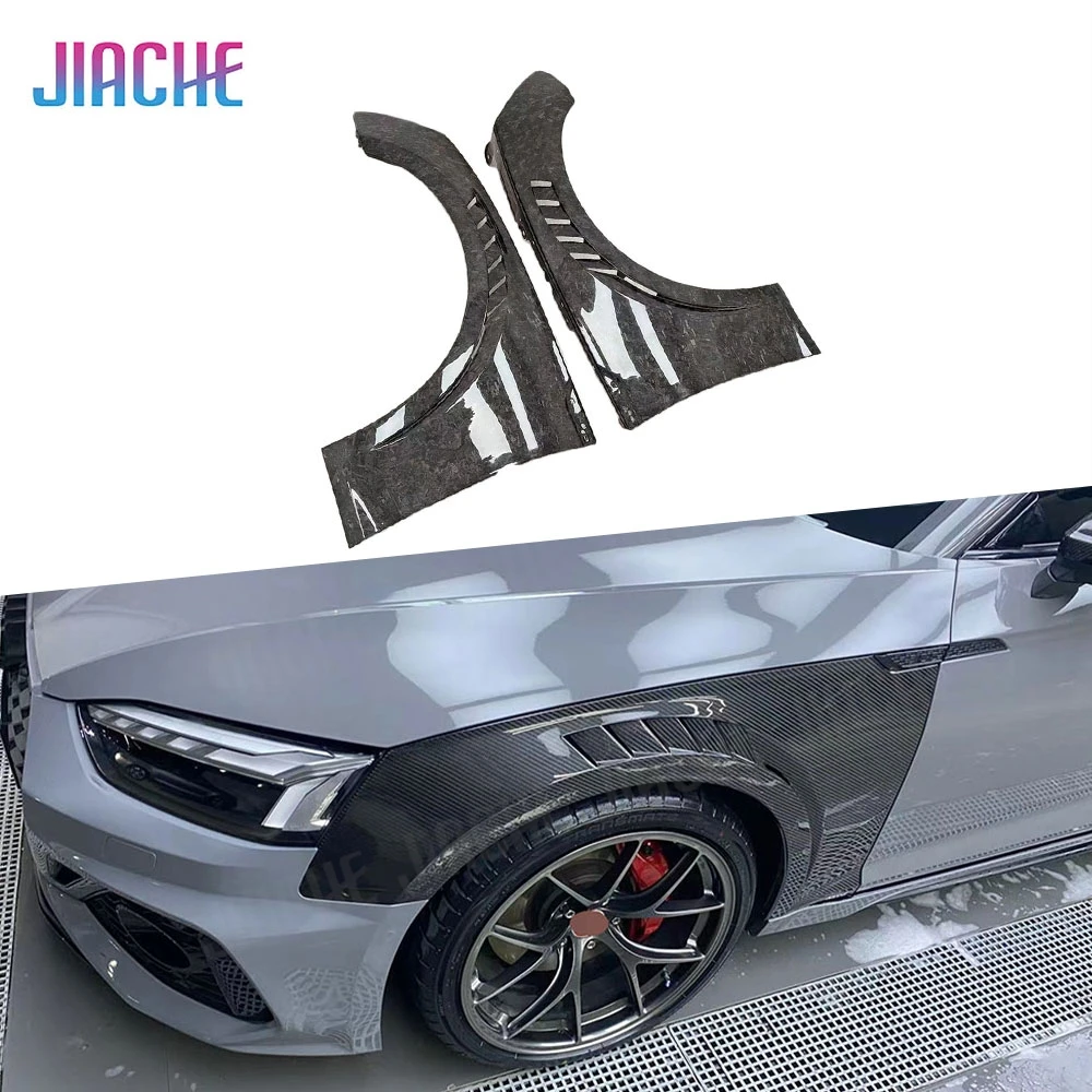 

2Pcs Carbon Fiber Front Fender Vent Fin Gill Trim Cover For Audi A5 S5 Car Bodykit Trim Strip FRP Black 2017 2018 2019 2020