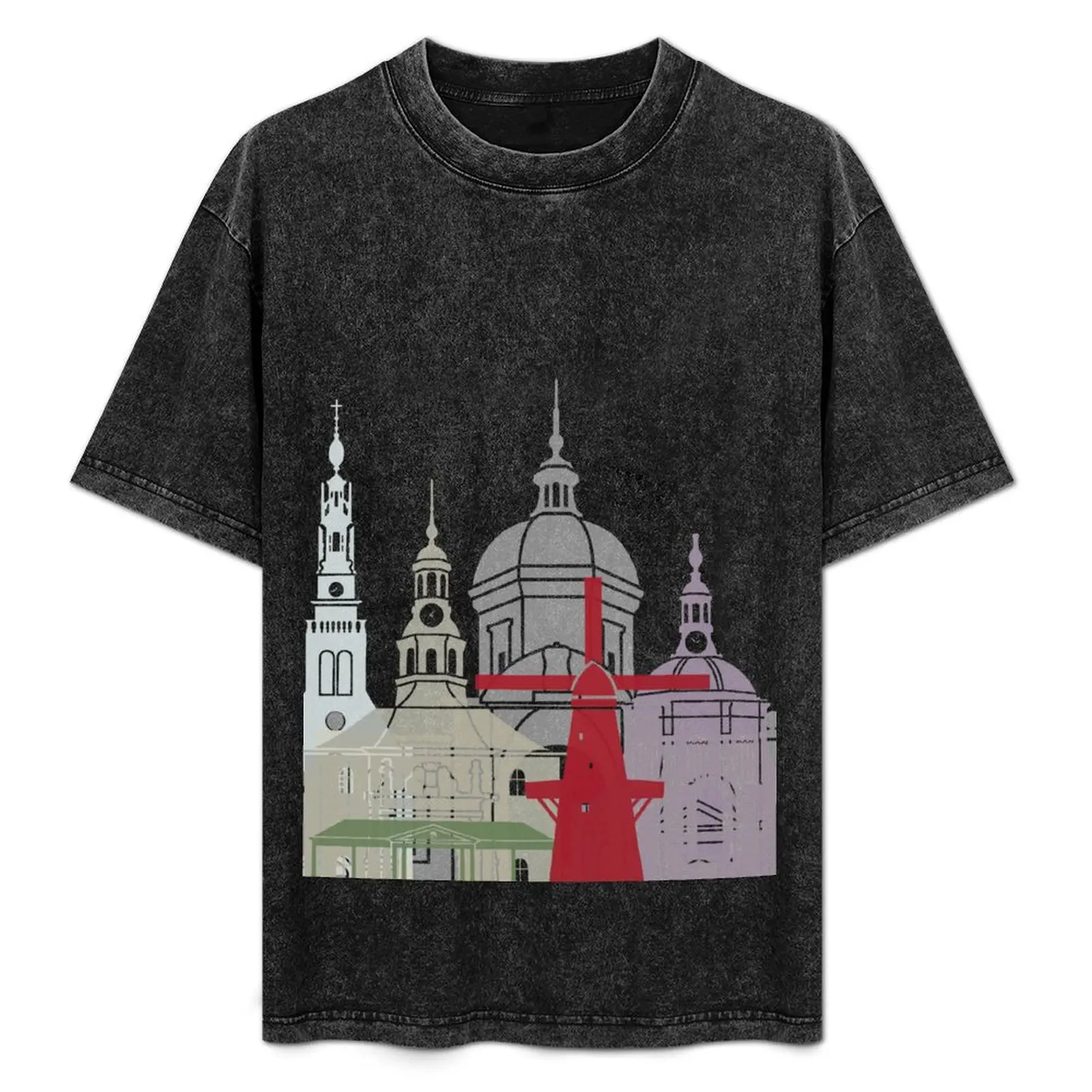 

Leiden skyline poster T-Shirt luxury clothing labubu Personalized t-shirt Men's t-shirts
