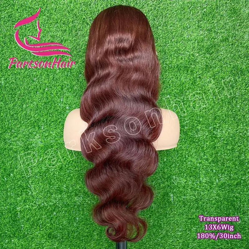 الشوكولاته البني 13X4 HD الدانتيل أمامي خصلات الشعر المستعار الإنسان الجسم موجة البرازيلي 13X6 الدانتيل شعر مستعار أمامي براون 250% الكثافة للنساء 34In