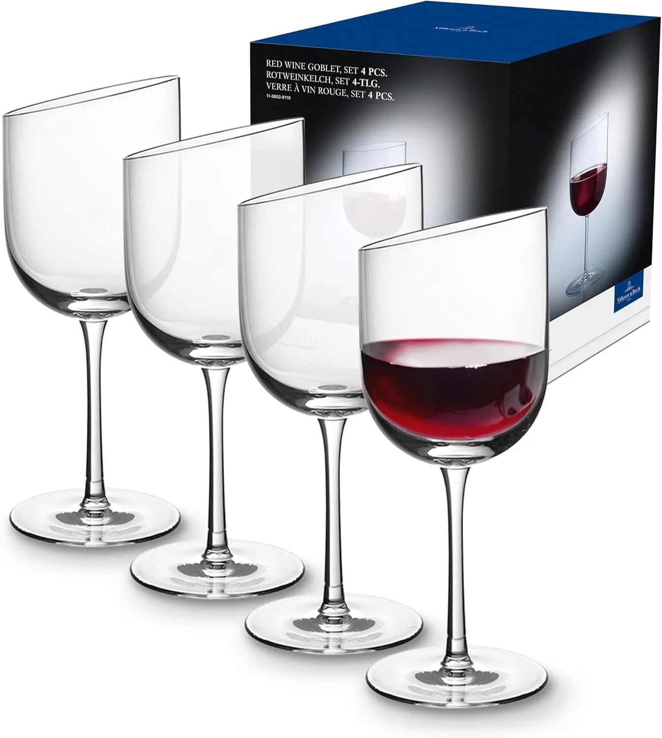 

Elegant 4-Piece Crystal Wine Glass Set, Modern Design, Dishwasher Safe for Daily Use