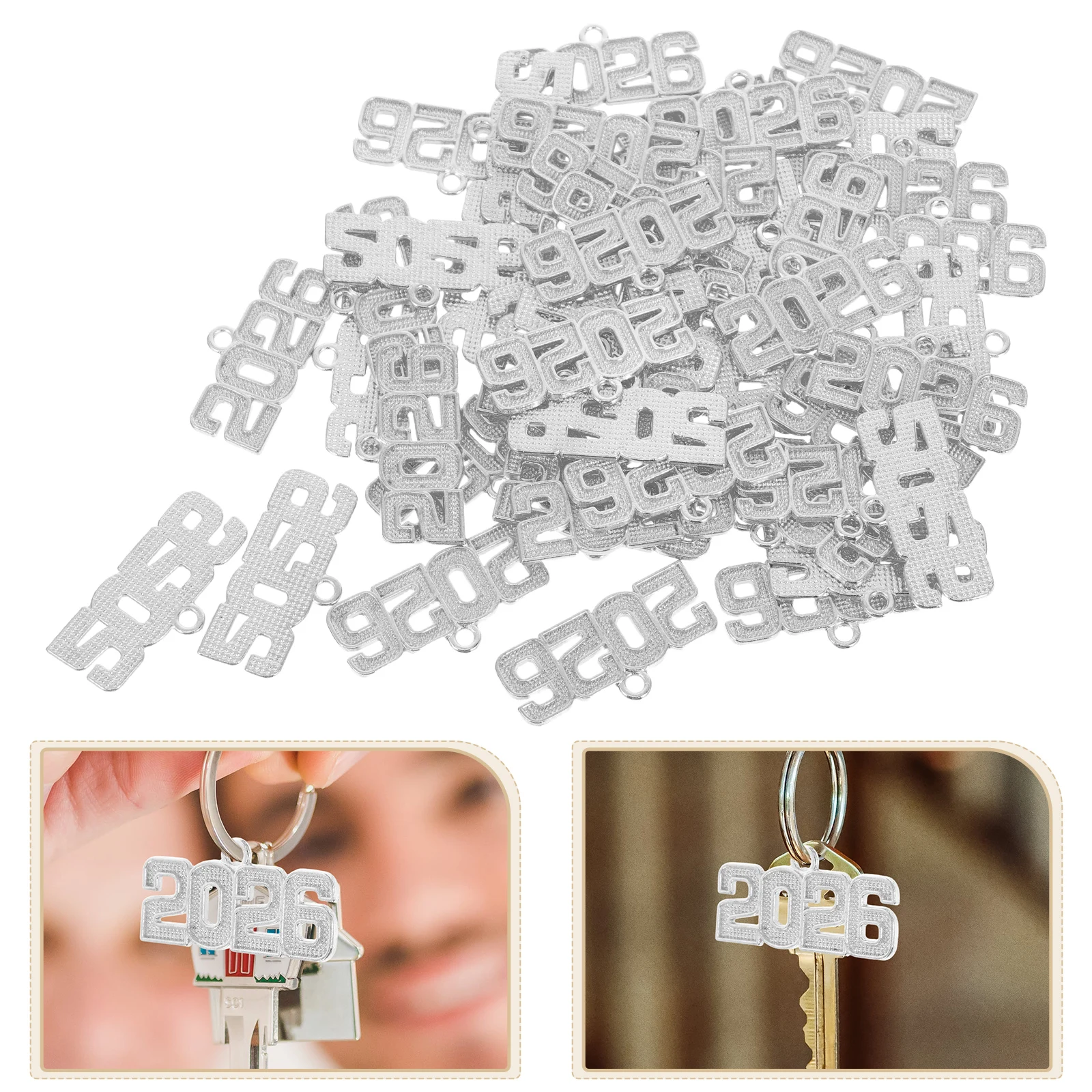 

50 Pcs Key Rings Souvenir Pendant Graduation Season Accessories Jewelry DIY Charms Silver