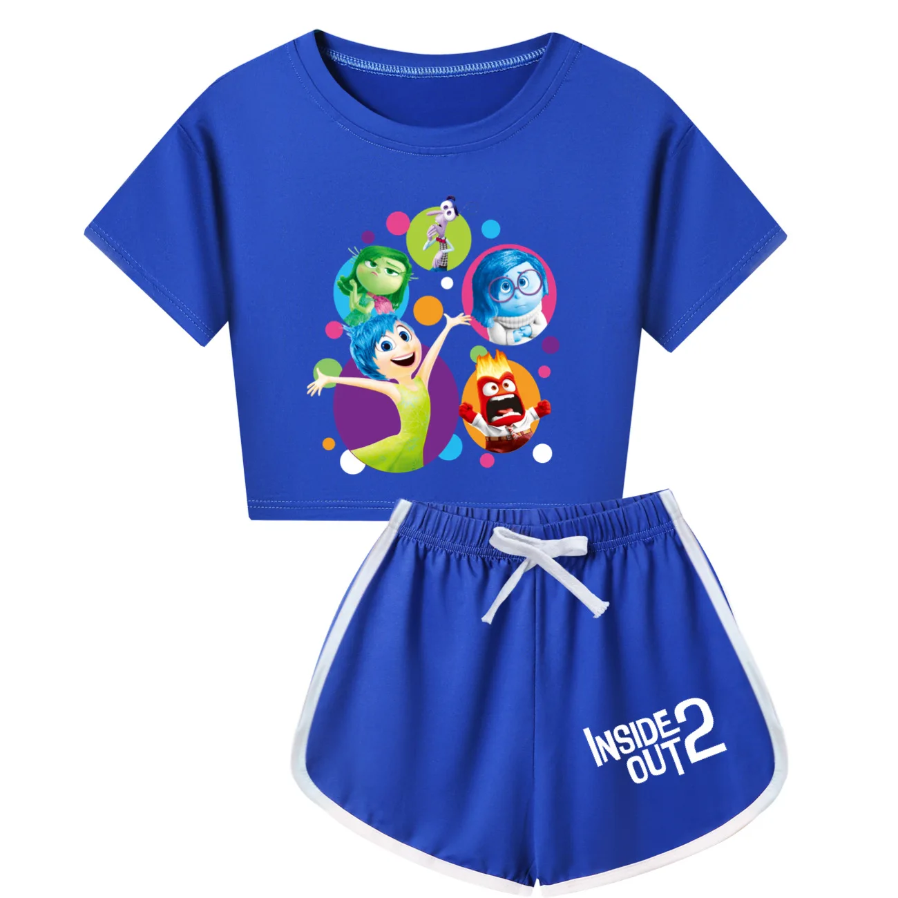 Inside Out2 Clothes Kids 2024 Summer Family Matching Outfits Girls Gabby Chat T-shirt+shorts 2pcs Sets Children's Sportsuits