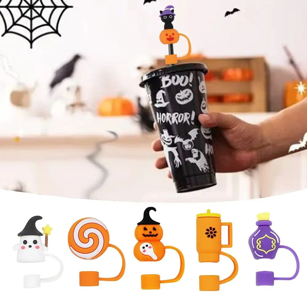10-мм-Милая-силиконовая-соломенная-Крышка-для-Хэллоуина-с-защитой-от-брызг