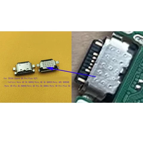 5-50 шт. USB-разъемы для зарядки и передачи данных для Infinix Note 40, 40S, Tecno Spark 20 Pro Plus, Note40, Note40S, KJ7, X6853, X6851
