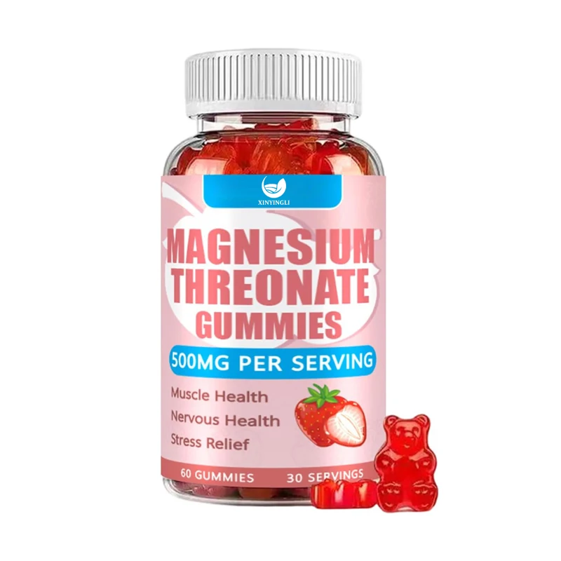 

Threonate magnesium gummies, strawberry flavor, 60 gummies, 250mg magnesium, muscle support