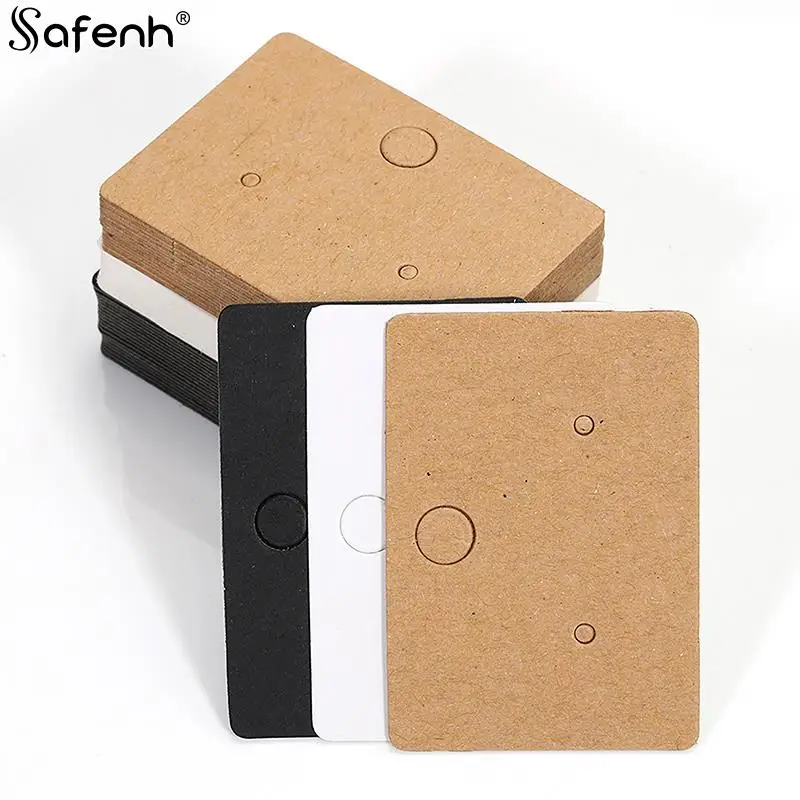 50pcs/set  Round Cardboard Earring Display Cards Blank Kraft Paper Jewelry Hanging Tags For Earring Ear Studs Selling Packaging