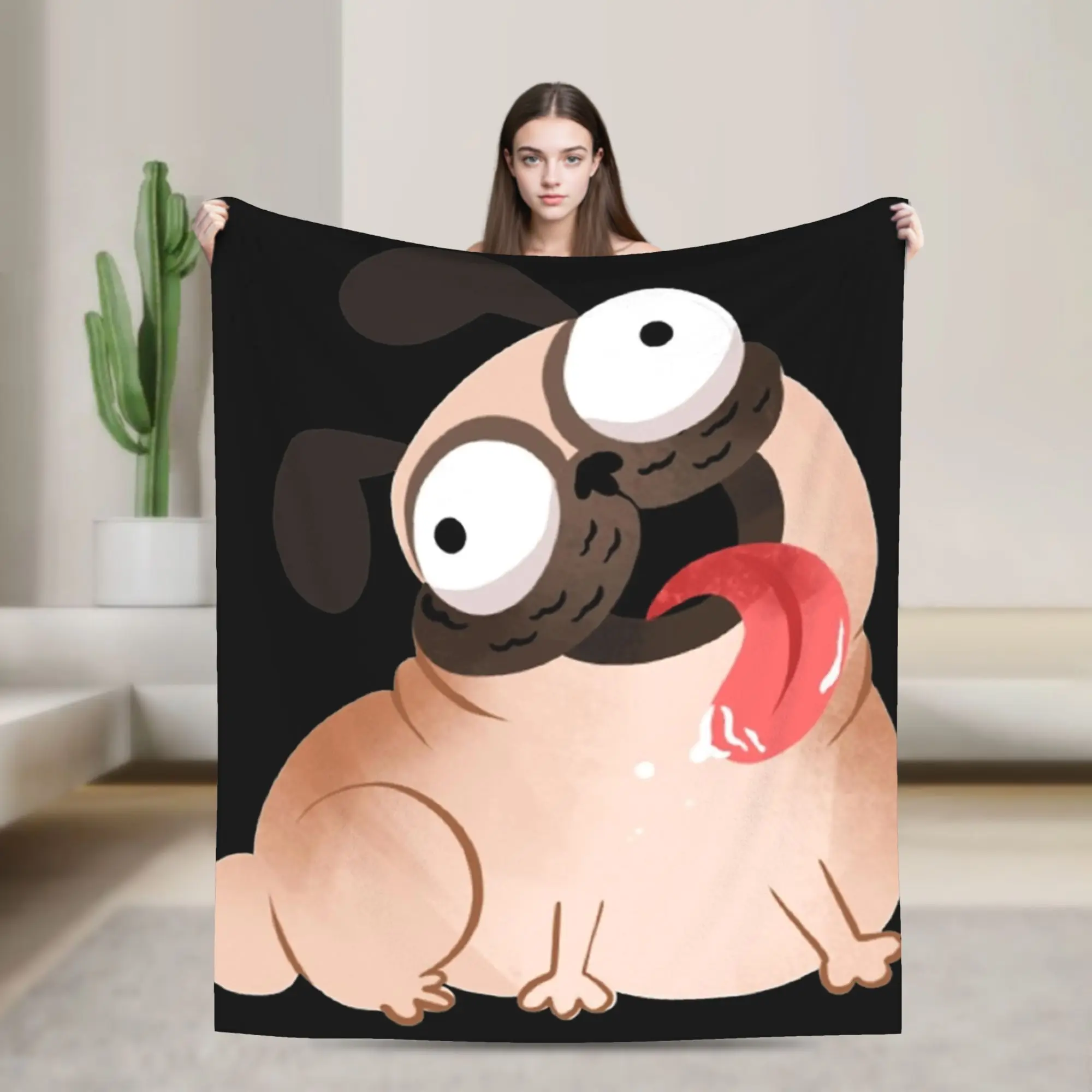 Monchi-Manta suave y cálida para perro, manta de felpa para viaje y oficina, divertida colcha de franela para sofá y silla