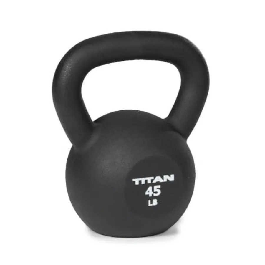 

Titan Fitness 45 LB Competition Kettlebell Single Piece Casting with LB Markings for Full Body Workout in Steel Gray