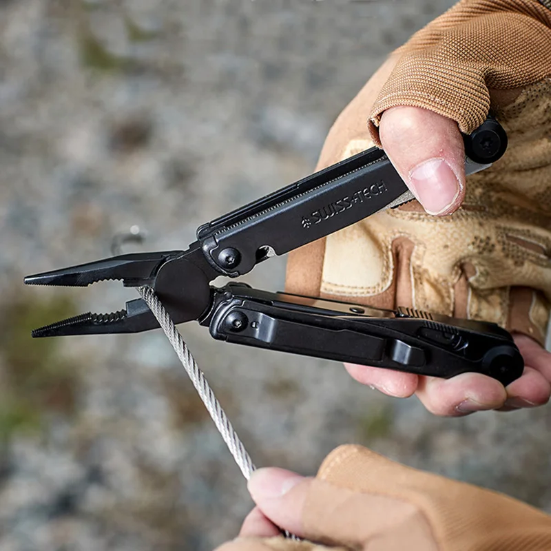 Newest SWISS TECH 18 in 1 Multi Tool Pliers Folding Multi-functional Tool Portable EDC Outdoor Camping Equipment Gift for Men