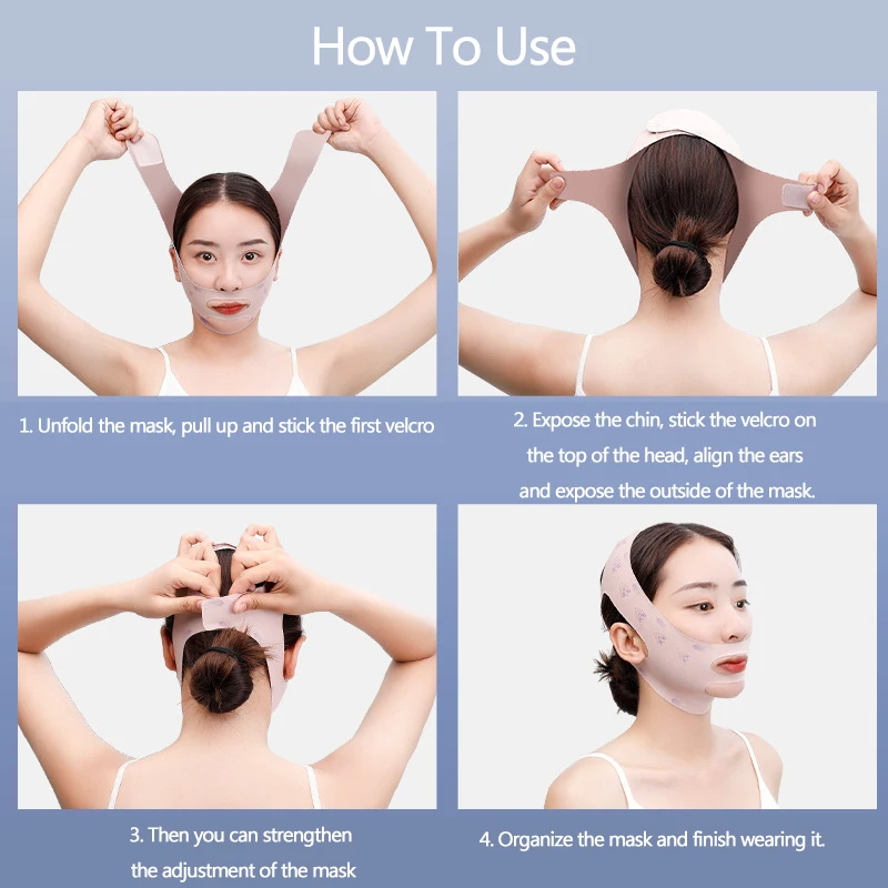 V Shaped Slimming Face Mask Lifting Firming To Decree Lines Slimming Double Chin Reducer Contour Tightening Strap Reusable