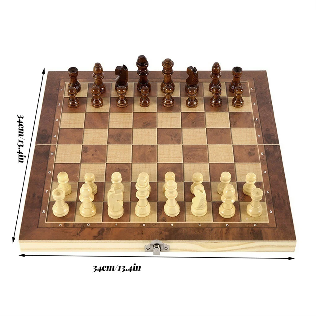 Wood Chessboard Set Folded Chess Board Kids Game Christmas Children