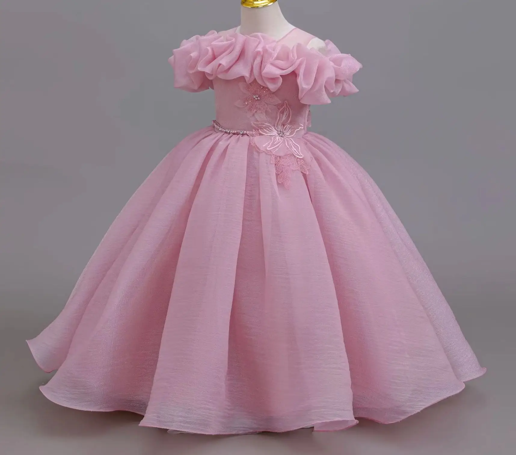 New Piano Girls' Elegant Wedding Dress Flower Girl Ceremonial Party Dresses Kid Clothes 4 to 12T view 2