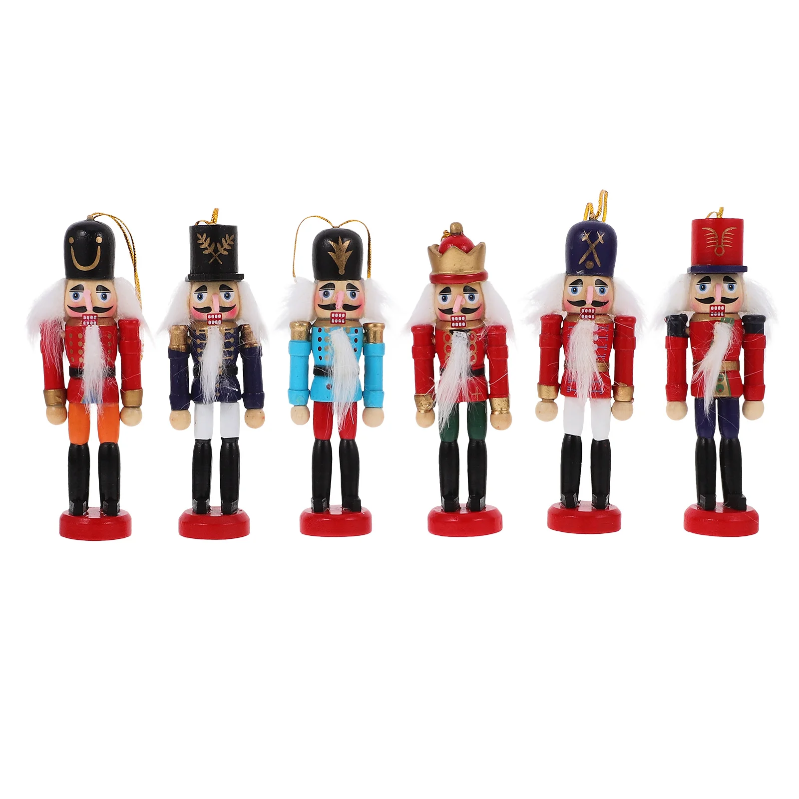 6 Pcs Wooden Walnut Man Nutcracker Christmas Decorations Festoon Xmas Hanging Nutcrackers Figures Indoor