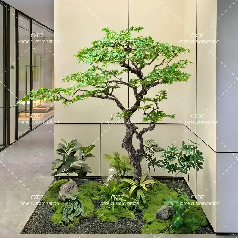 Large Artificial Banyan Tree Indoor Simulation Plant Maple Green Faux Tree for Home Office Window Decoration Simple Landscape
