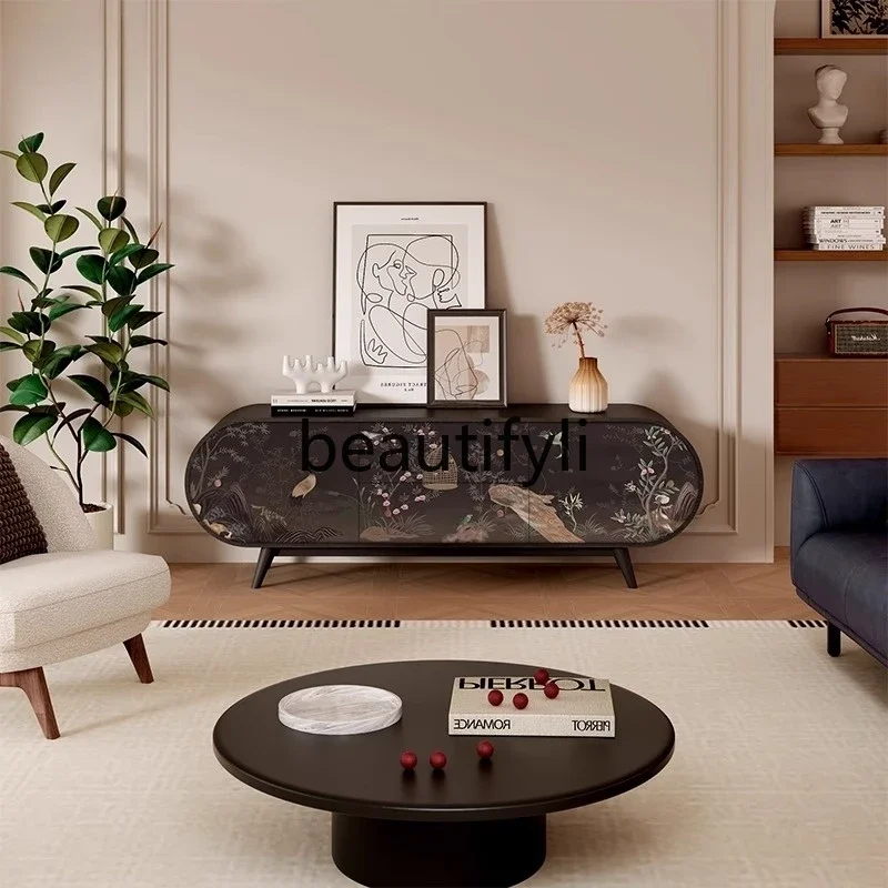 

ZXQFrench Vintage Style TV Cabinet Living Room Storage Decoration Bedroom Bedside Floor Storage Cabinet