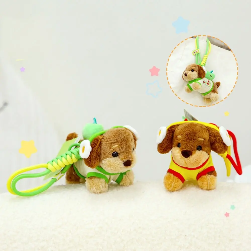 Pluizige teckel pluche hond sleutelhanger zachte sieraden puppy autosleutelhanger cartoon collectie dier puppy poppen sleutelhanger