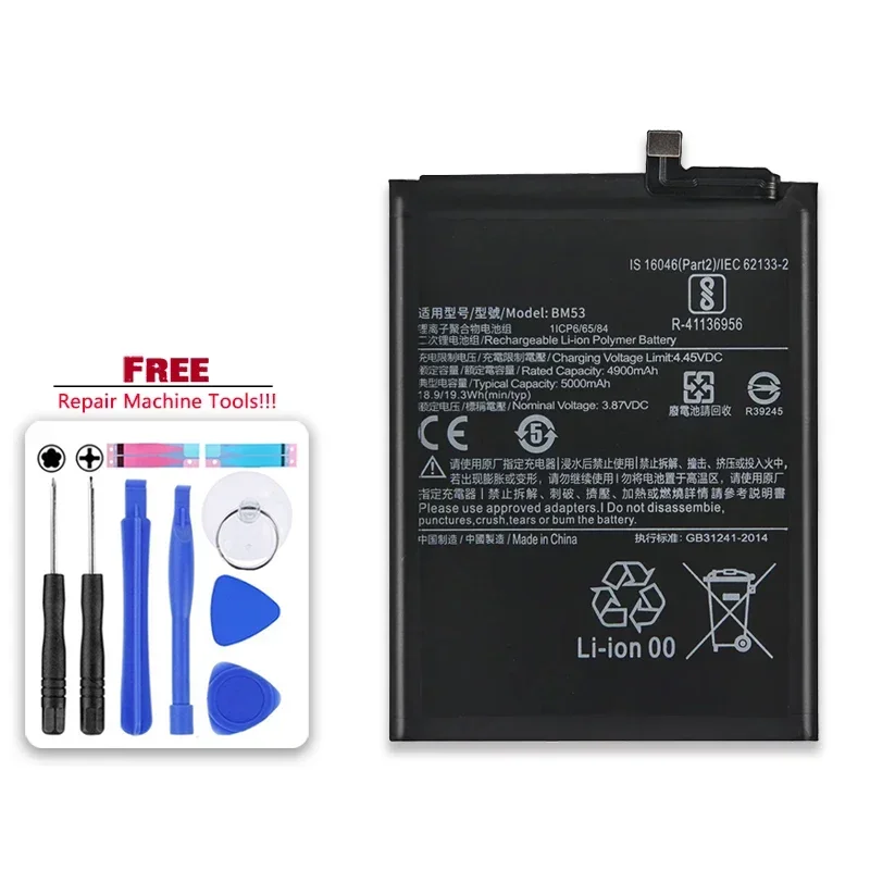 5000mAh Powerful Battery BM53 For Xiaomi 10T Pro Batteria + Free Tools