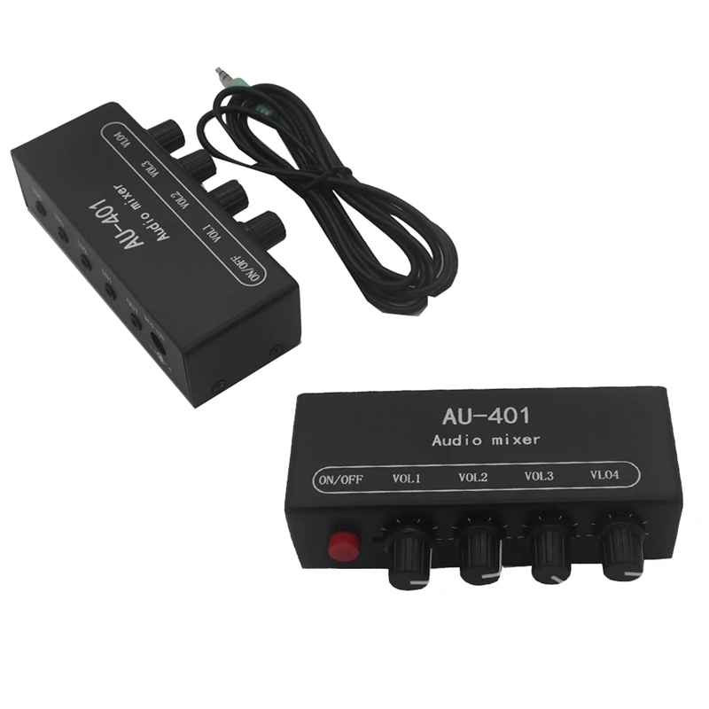 멀티 소스 AU-401 DC 5V-12V 스테레오 오디오 믹서, 4 입력 1 출력, 개별 제어 보드 사운드