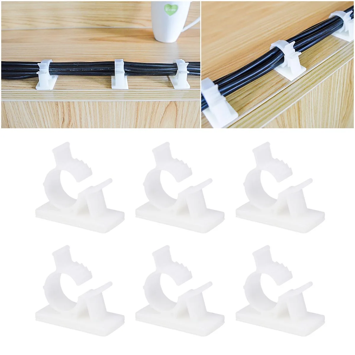 

20 Pcs Cable Management Clips Adjustable Self Adhesive Wire Cord Holder Clamps Fastener Hanger Desk ganizer Plastic