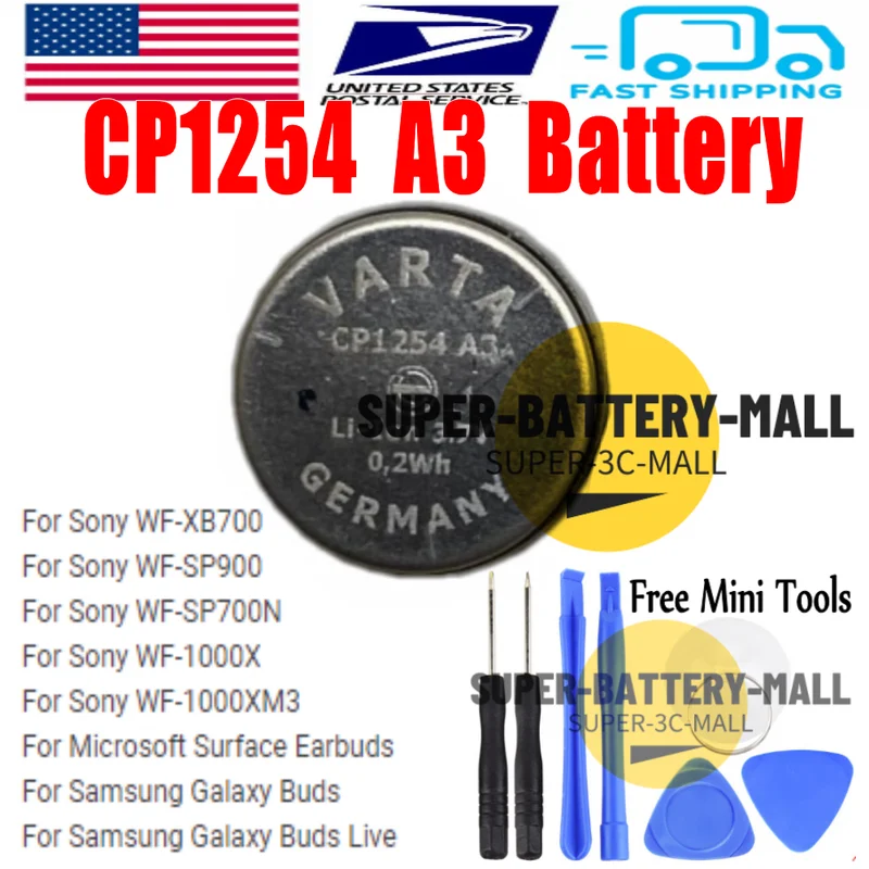 

USPS CP1254 A3 Аккумулятор 60 мАч для WF-SP700N WF-XB700 WF-SP900 WF-1000 и 1000XM3