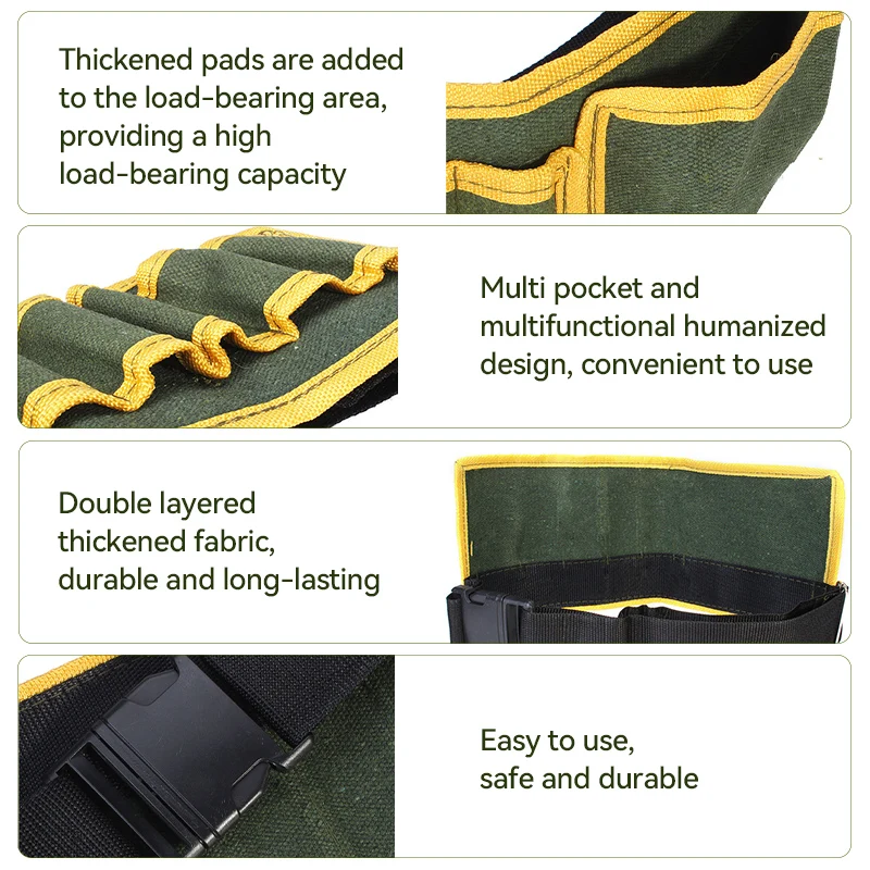 Multi Functional Tools Bag Waist Pouch Belt Storage Holder Organizer Reusable Protecting Pockets Electrician Workshop Repair Bag