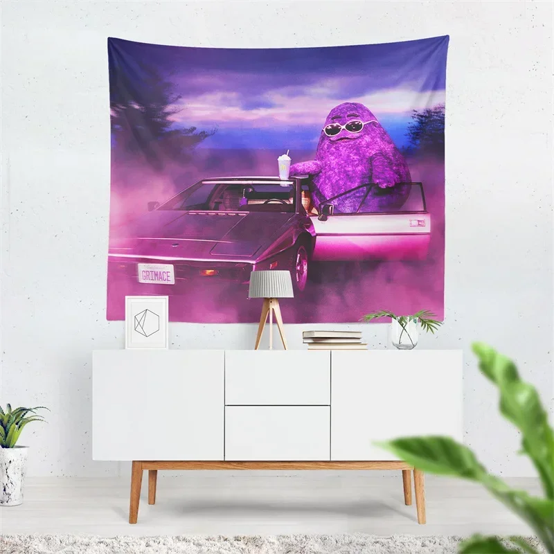 Grimace Shake Tapestry Wall Hanging Art for Bedroom Living Room Decor College Dorm Party Backdrop