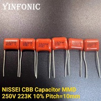 10Pcs/100Pcs Japan NISSEI CBB Capacitor MMD 250V 223K 10% 0.022uF 22nF Pitch=10mm Metallized Polyester Film Capacitors