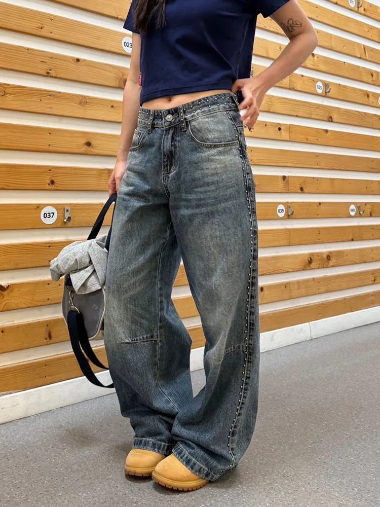 

Женские мешковатые широкие джинсы Y2k Boyfriend High Street Tide, уличная одежда, японские джинсовые брюки в стиле ретро 2000-х годов, джинсы в стиле Харадзюку
