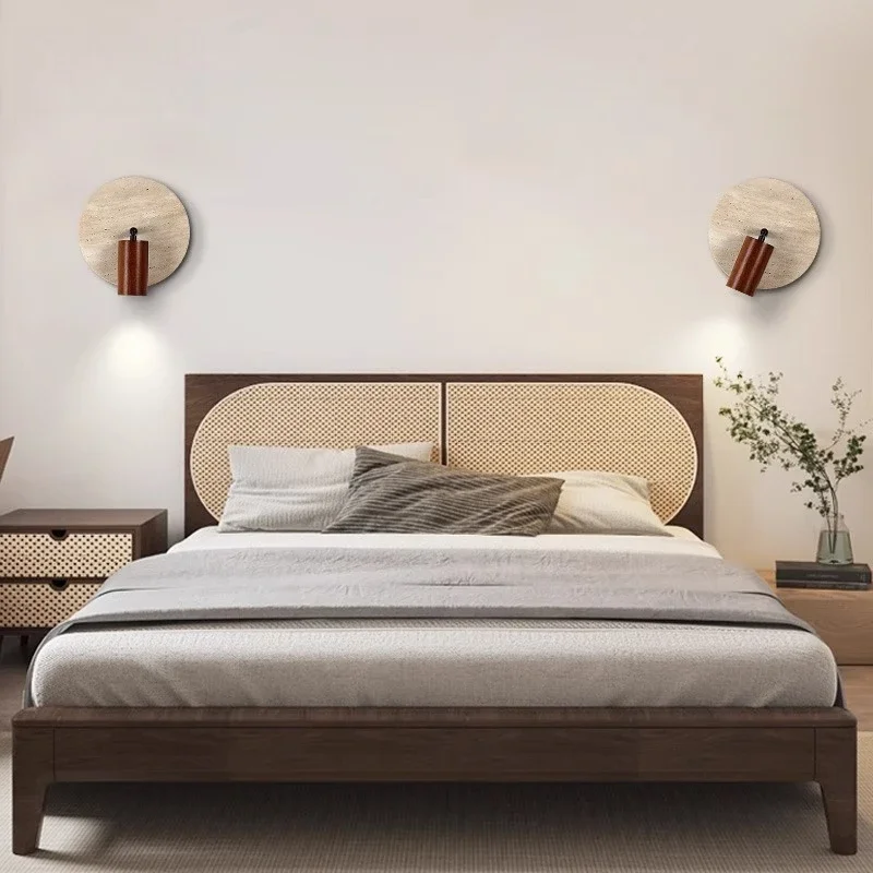 Retro Creative Bedside LED Wall Light Natural Yellow Cave Stone Wall Light with Cable Switch Bedroom Study Atmosphere Lighting