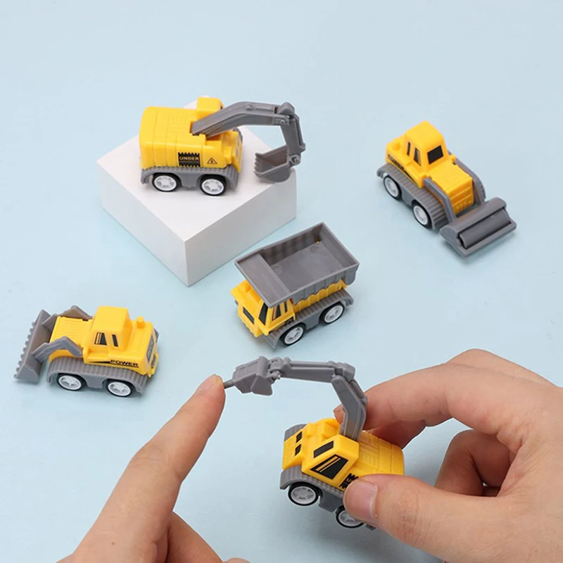 10 pçs mini escavadeira puxar para trás carro brinquedos construção engenharia veículo crianças festa de aniversário favores pinata enchimentos tratar saco