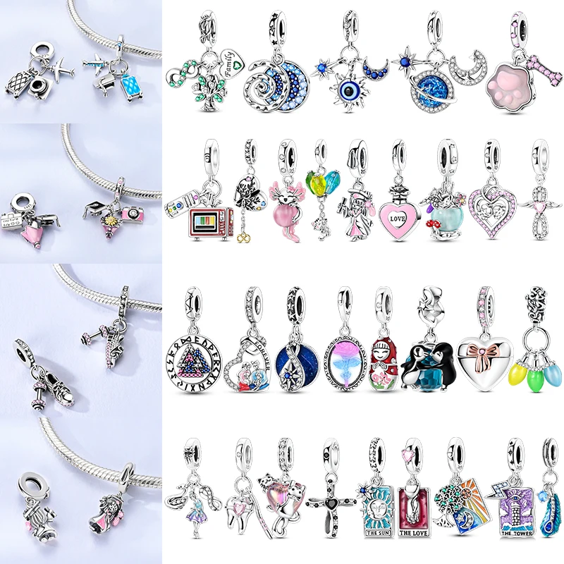 

Tarot Sun Moon Ballet Dancer Glow in the dark Firefly Angel Candy Feather 925 Sterling Silver Charm Fit Original Jewelry make up