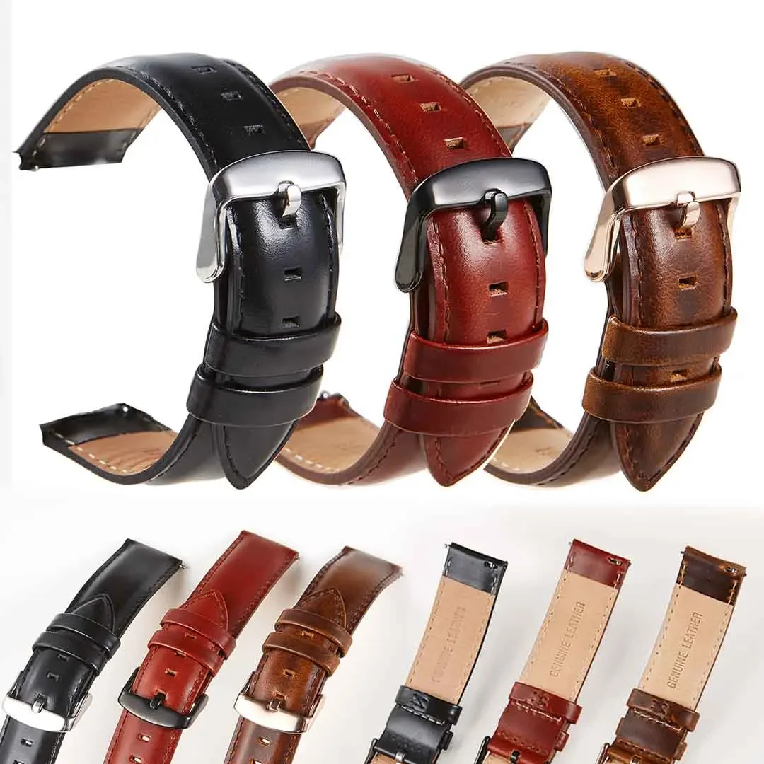 حزام ساعة من الجلد الطبيعي للرجال والنساء ، حزام سوار ، حزام جلد البقر ، DW ، دانيال ، ولينغتون ، كلاسيك ، مبدع ، شمع زيت ، 18 مللي متر ، 20 مللي متر ، 22 مللي متر